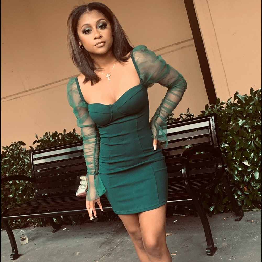 Olive green cute fitted dress